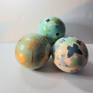 (3) Floral Butterfly Decorative Balls